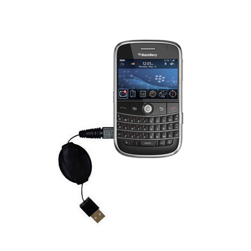Retractable USB Power Port Ready charger cable designed for the Blackberry Bold 9900 and uses TipExchange