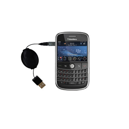 Retractable USB Power Port Ready charger cable designed for the Blackberry Bold and uses TipExchange