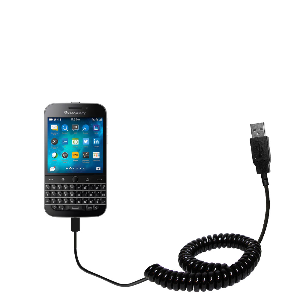 Coiled USB Cable compatible with the Blackberry Classic