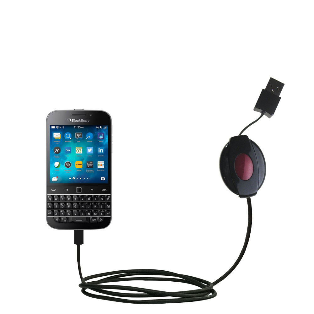 Retractable USB Power Port Ready charger cable designed for the Blackberry Classic and uses TipExchange