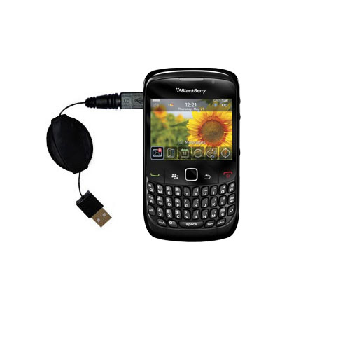 Retractable USB Power Port Ready charger cable designed for the Blackberry Curve 8500 and uses TipExchange