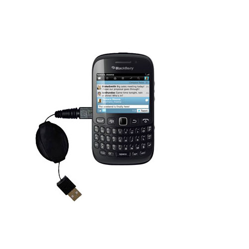 Retractable USB Power Port Ready charger cable designed for the Blackberry Curve 9220 and uses TipExchange