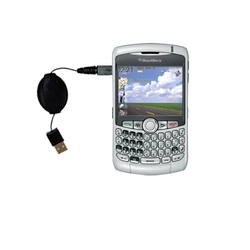Retractable USB Power Port Ready charger cable designed for the Blackberry Curve and uses TipExchange