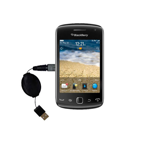 Retractable USB Power Port Ready charger cable designed for the Blackberry Curve Touch 9380 and uses TipExchange