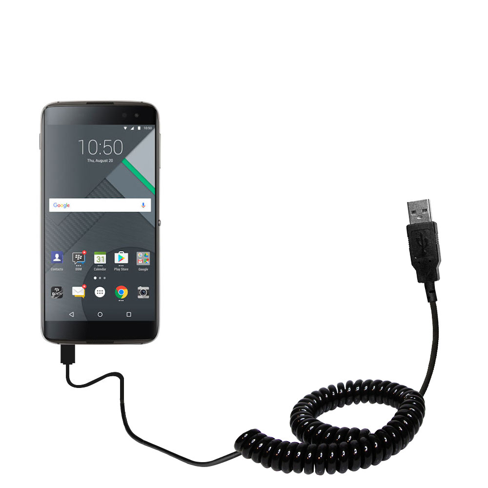 Coiled USB Cable compatible with the Blackberry DTEK50
