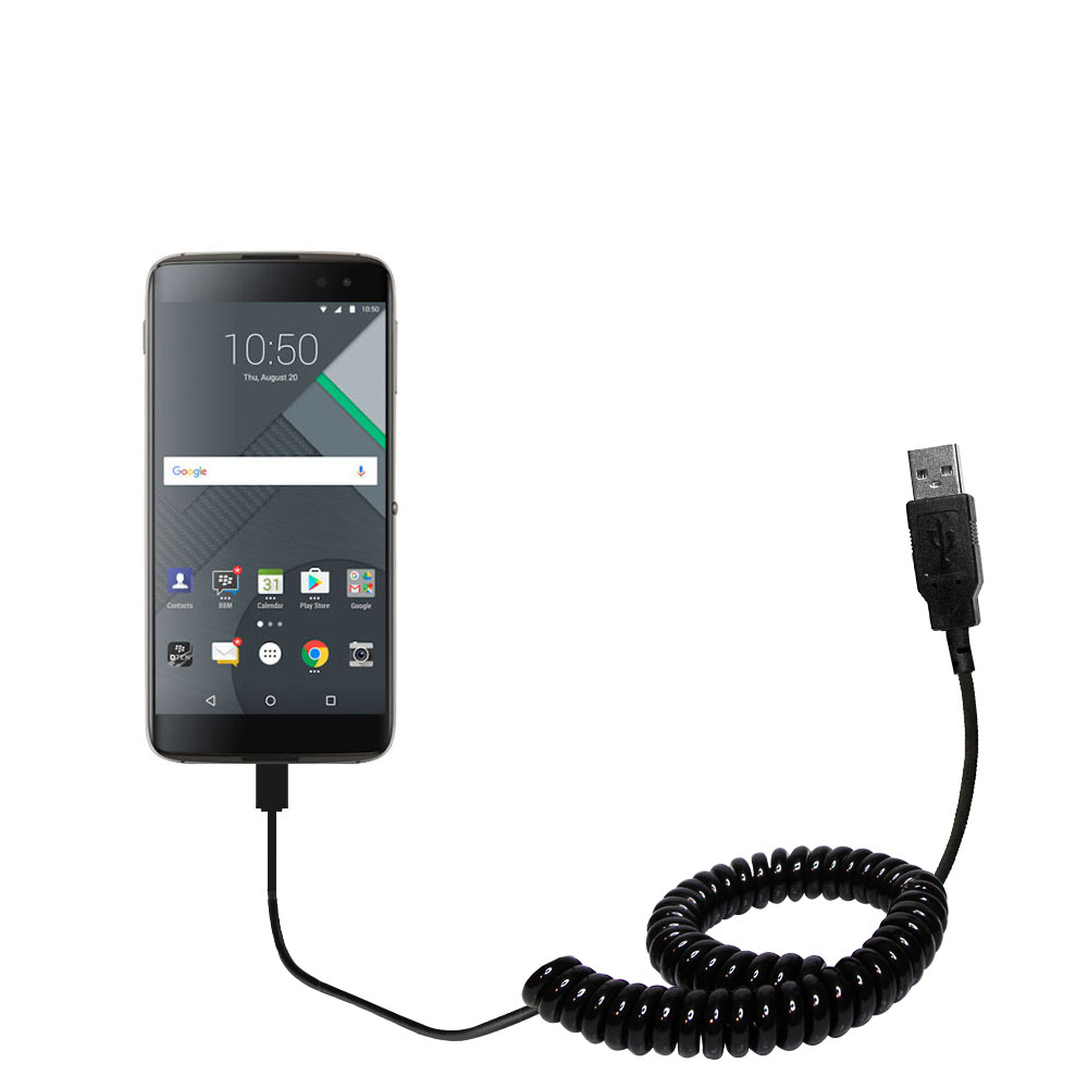 Coiled USB Cable compatible with the Blackberry DTEK60