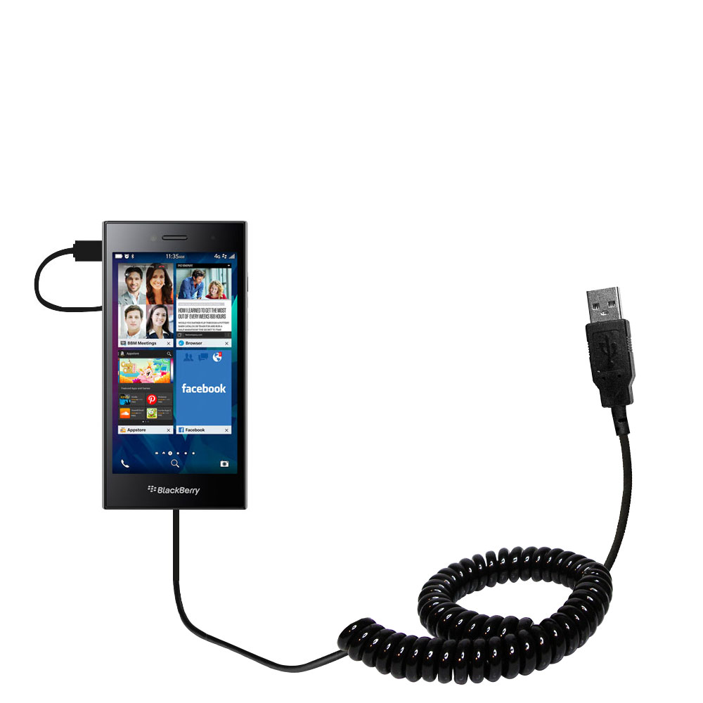 Coiled USB Cable compatible with the Blackberry Leap