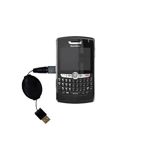 Retractable USB Power Port Ready charger cable designed for the Blackberry Monza and uses TipExchange
