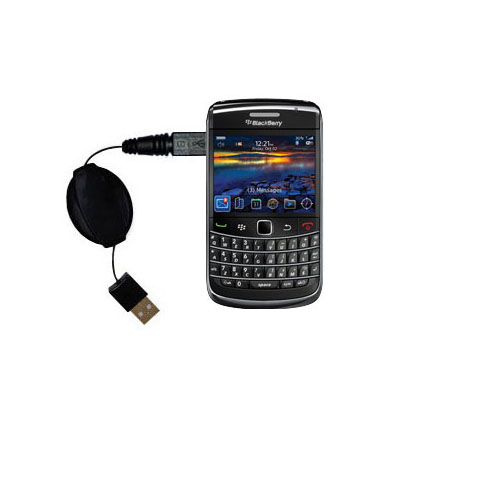 Retractable USB Power Port Ready charger cable designed for the Blackberry Onyx 9700 and uses TipExchange