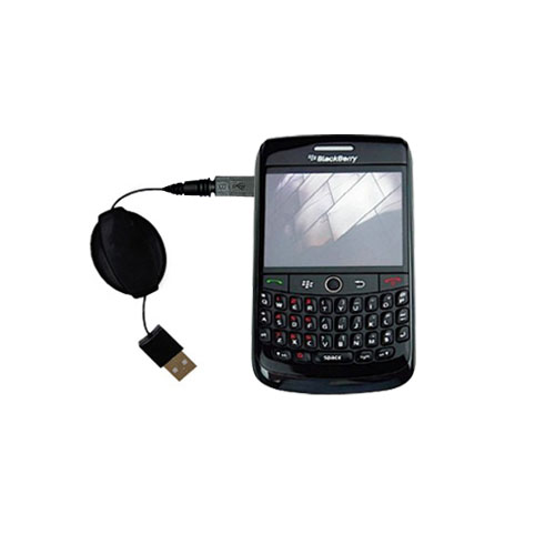 Retractable USB Power Port Ready charger cable designed for the Blackberry Onyx and uses TipExchange