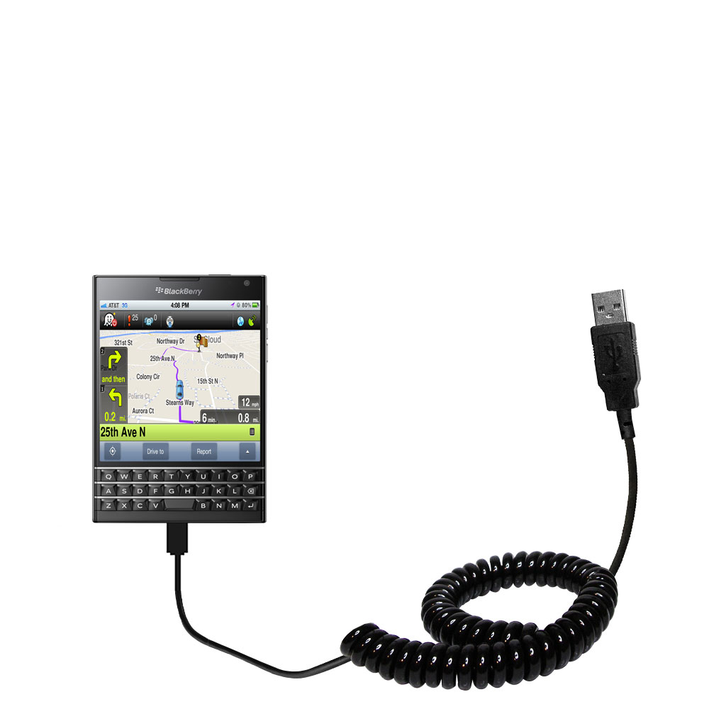 Coiled USB Cable compatible with the Blackberry Passport