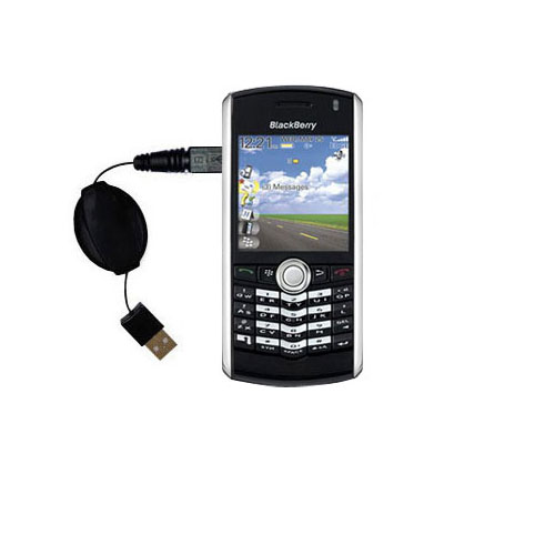 Retractable USB Power Port Ready charger cable designed for the Blackberry Pearl 2 and uses TipExchange
