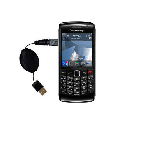 Retractable USB Power Port Ready charger cable designed for the Blackberry Pearl 9100 and uses TipExchange