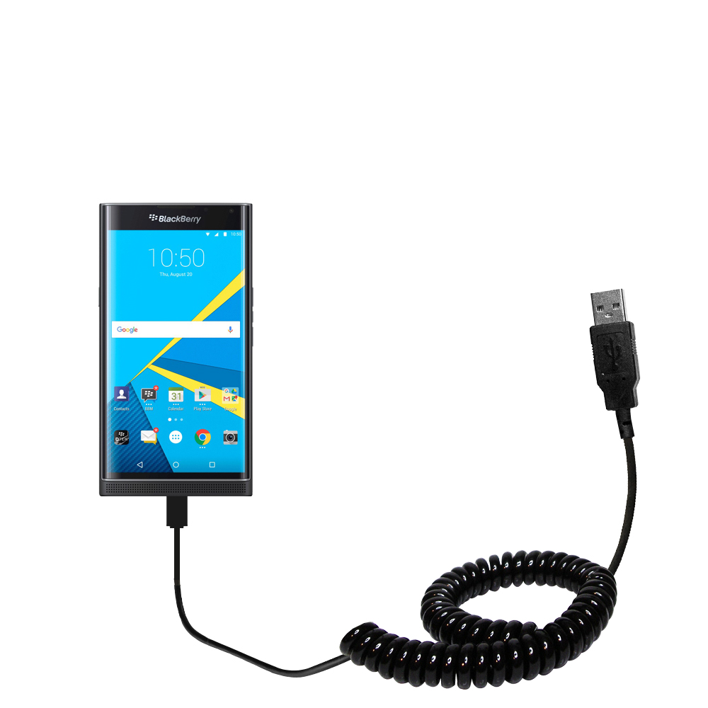 Coiled USB Cable compatible with the Blackberry Priv