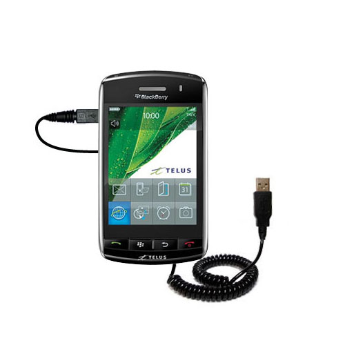 Coiled Power Hot Sync USB Cable suitable for the Blackberry Storm with both data and charge features - Uses Gomadic TipExchange Technology