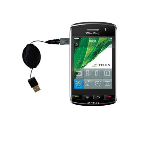 Retractable USB Power Port Ready charger cable designed for the Blackberry Storm and uses TipExchange