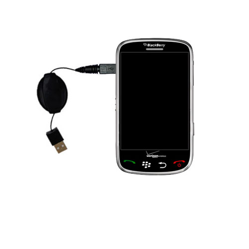 Retractable USB Power Port Ready charger cable designed for the Blackberry Thunder and uses TipExchange