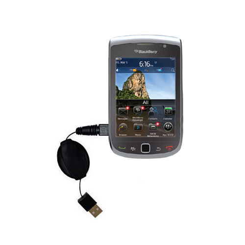 Retractable USB Power Port Ready charger cable designed for the Blackberry Torch 2 and uses TipExchange
