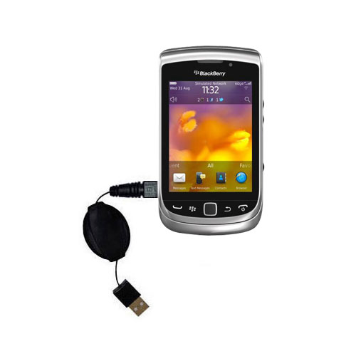 Retractable USB Power Port Ready charger cable designed for the Blackberry Torch 9810 and uses TipExchange