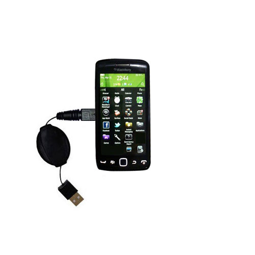 Retractable USB Power Port Ready charger cable designed for the Blackberry Touch 9860 and uses TipExchange