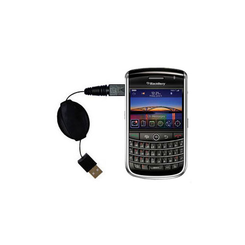 Retractable USB Power Port Ready charger cable designed for the Blackberry Tour 2 and uses TipExchange