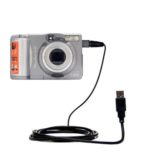 classic straight USB data sync cable suitablefor the Canon Powershot A40 - Uses Gomadic TipExchange Technology