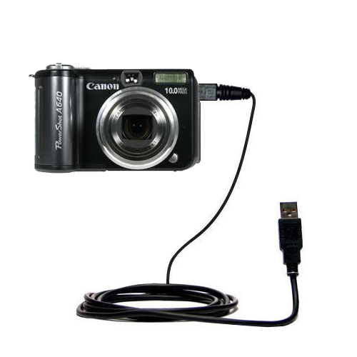 classic straight USB data sync cable suitablefor the Canon Powershot A640 - Uses Gomadic TipExchange Technology