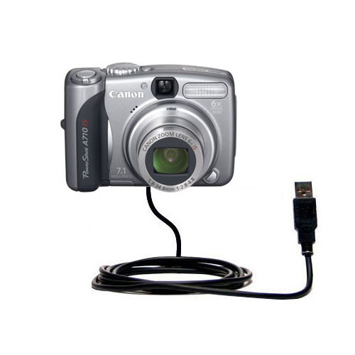 classic straight USB data sync cable suitablefor the Canon PowerShot A710 IS - Uses Gomadic TipExchange Technology