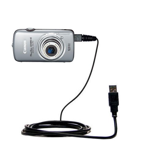 classic straight USB data sync cable suitablefor the Canon Powershot SD980 IS - Uses Gomadic TipExchange Technology