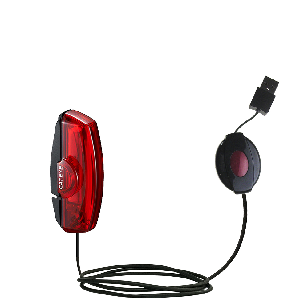 Retractable USB Power Port Ready charger cable designed for the Cateye Rapid X TL-LD700-R and uses TipExchange