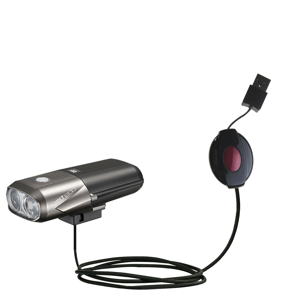 Retractable USB Power Port Ready charger cable designed for the Cateye Volt 1200 HL-EL1000RC and uses TipExchange