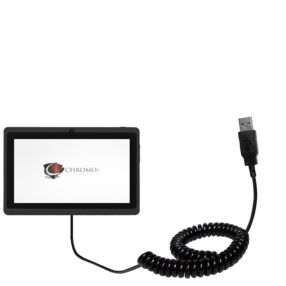 Coiled USB Cable compatible with the Chromo Inc 7 Inch Android Tablet