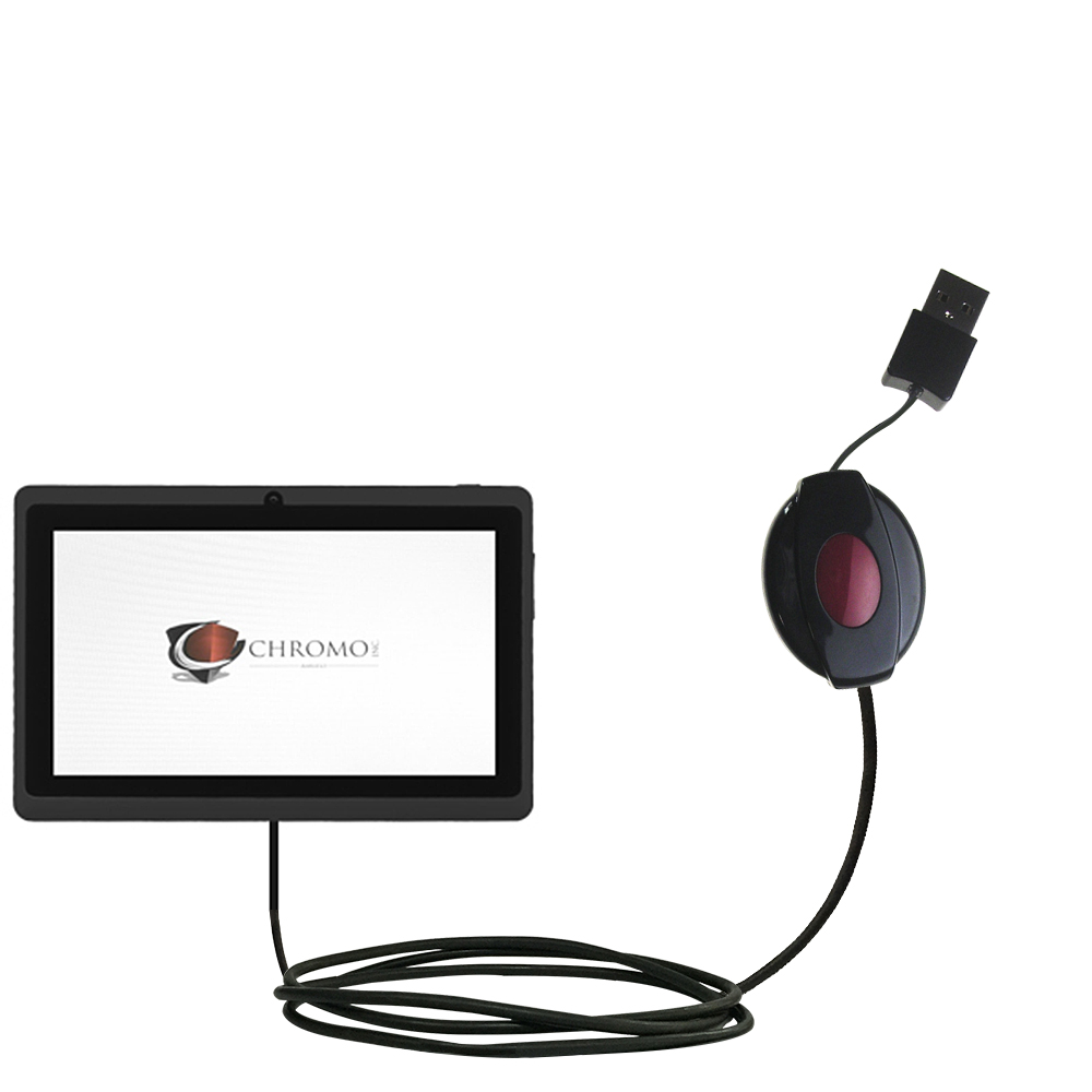 Retractable USB Power Port Ready charger cable designed for the Chromo Inc 7 Inch Android Tablet and uses TipExchange