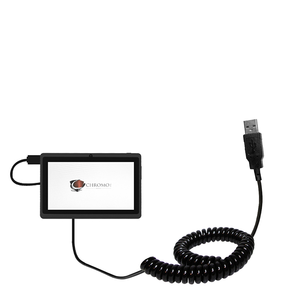 Coiled USB Cable compatible with the Chromo Inc 7 inch Tab