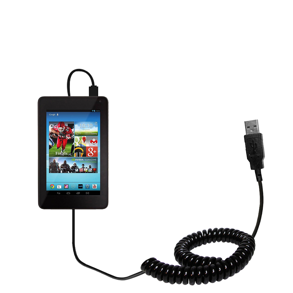 Coiled USB Cable compatible with the Chromo Inc Noria 7 Android KA-X15