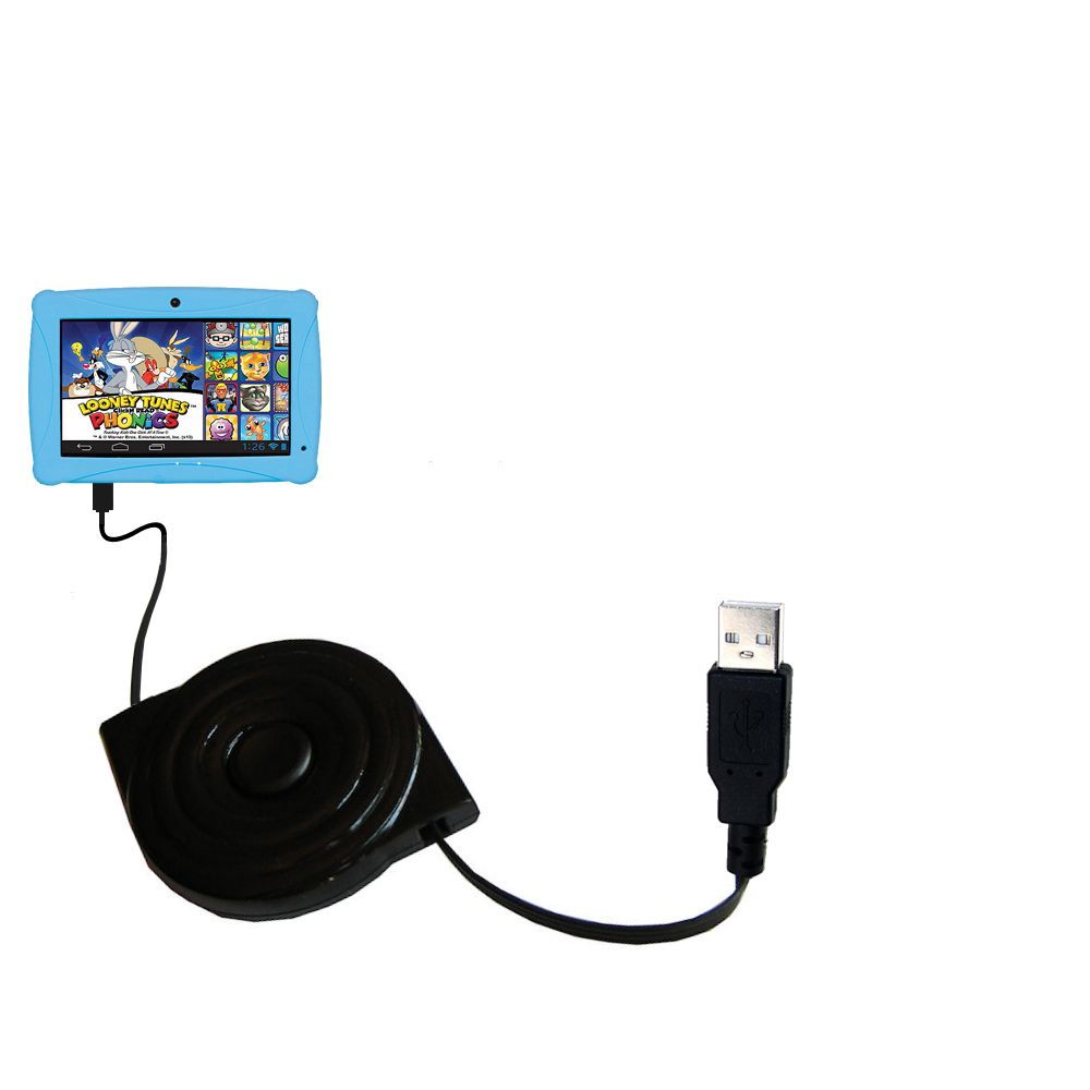 Retractable USB Power Port Ready charger cable designed for the ClickN Kids CKP774 and uses TipExchange