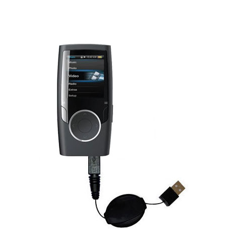 Retractable USB Power Port Ready charger cable designed for the Coby MP601 Video MP3 Player and uses TipExchange