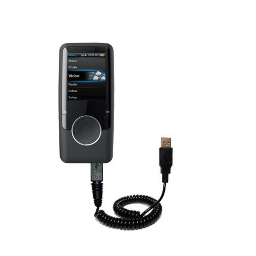 Coiled USB Cable compatible with the Coby MP620 Video MP3 Player