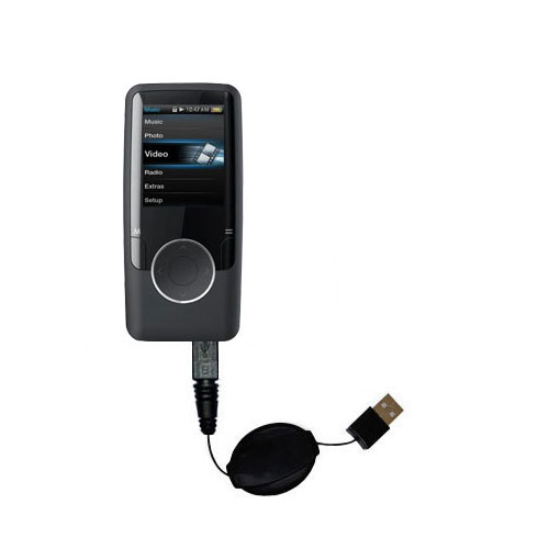 Retractable USB Power Port Ready charger cable designed for the Coby MP620 Video MP3 Player and uses TipExchange