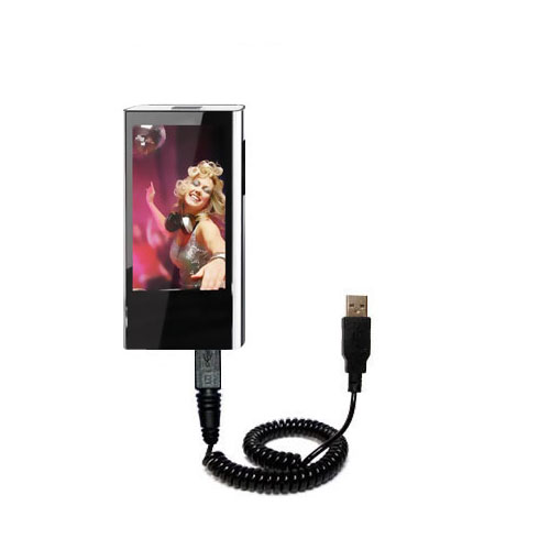 Coiled USB Cable compatible with the Coby MP826 Touchscreen Video MP3 Player