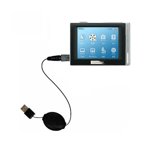 Retractable USB Power Port Ready charger cable designed for the Cowon cowon d2 and uses TipExchange