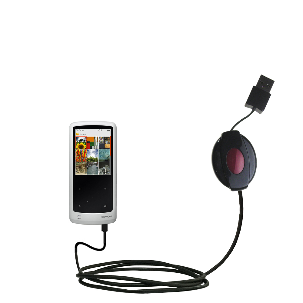 Retractable USB Power Port Ready charger cable designed for the Cowon iAudio 9 Plus and uses TipExchange
