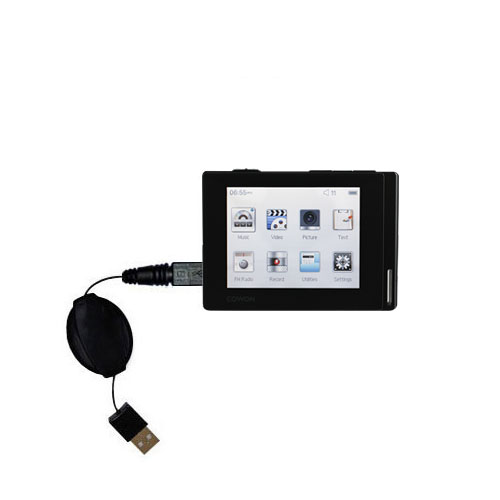 Retractable USB Power Port Ready charger cable designed for the Cowon iAudio D2 Plus and uses TipExchange