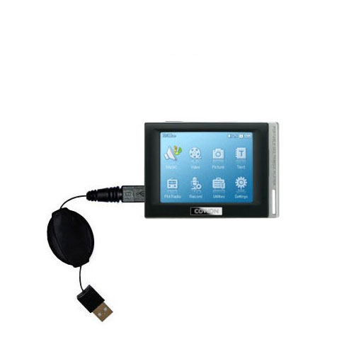 Retractable USB Power Port Ready charger cable designed for the Cowon iAudio D2 and uses TipExchange