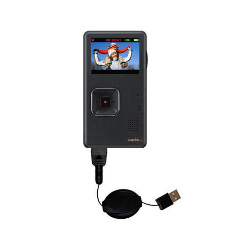 Retractable USB Power Port Ready charger cable designed for the Creative Vado HD and uses TipExchange