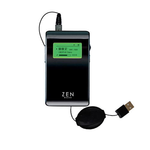 Retractable USB Power Port Ready charger cable designed for the Creative Zen Neeon and uses TipExchange