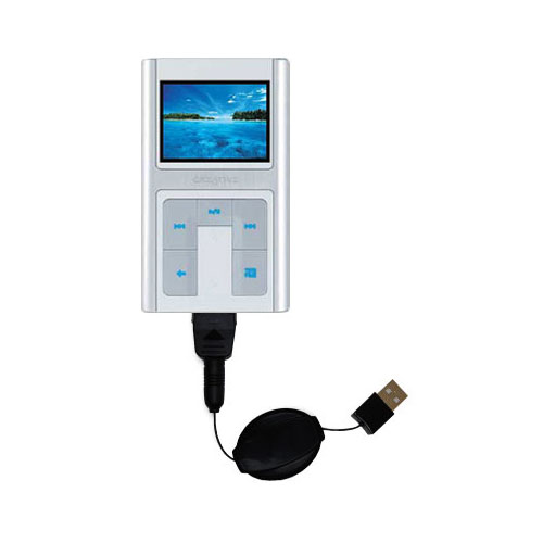 Retractable USB Power Port Ready charger cable designed for the Creative Zen Sleek Photo and uses TipExchange