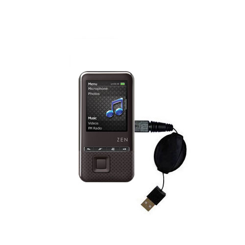 Retractable USB Power Port Ready charger cable designed for the Creative Zen Style 300 and uses TipExchange