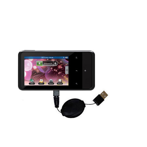 Retractable USB Power Port Ready charger cable designed for the Creative ZEN Touch 2 and uses TipExchange