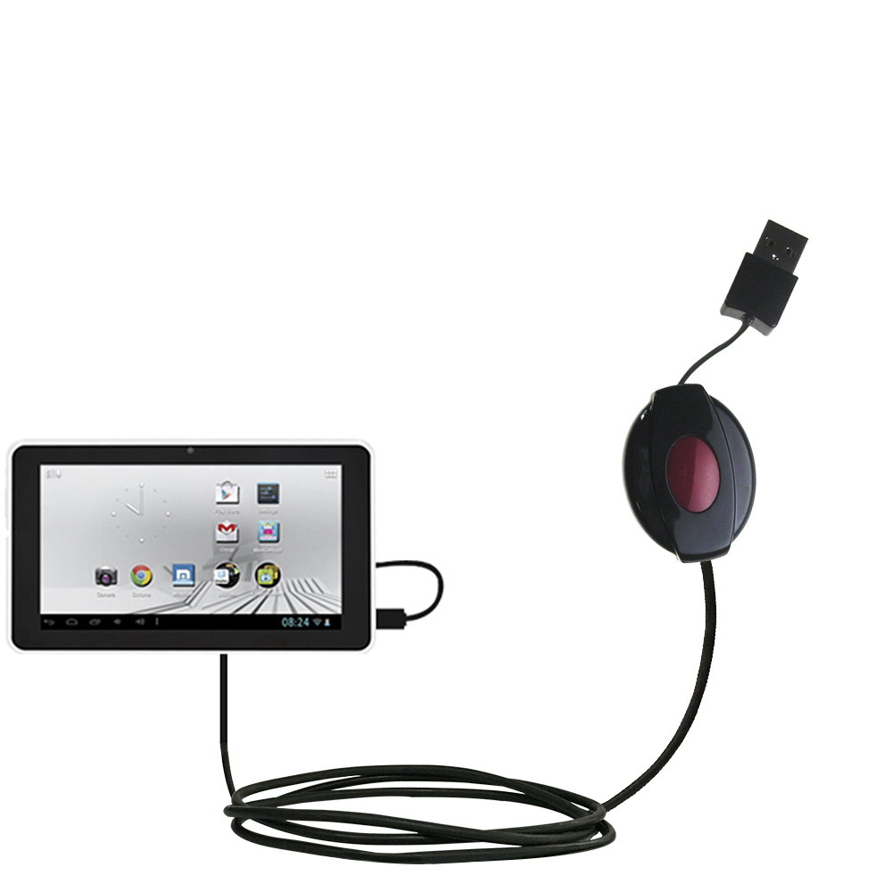 Retractable USB Power Port Ready charger cable designed for the D2 D2-727G and uses TipExchange